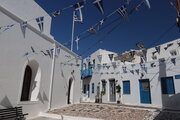 Church Courtyard with Banners